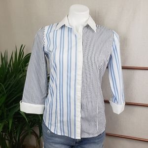 New York & Co 7th Ave Striped Button Down Shirt